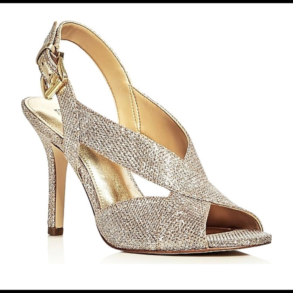 Michael Kors gold sling back shoes
